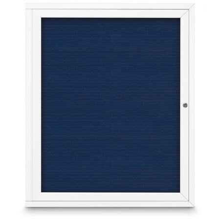 60x36 2-Door Enclosed Outdoor Letterboard,Hdr,Blue Felt/White